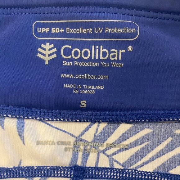 Coolibar Sz S Blue Tropical Print Santa Cruz Swimming UPF 50 Sun Fabric Shorts - Picture 7 of 9